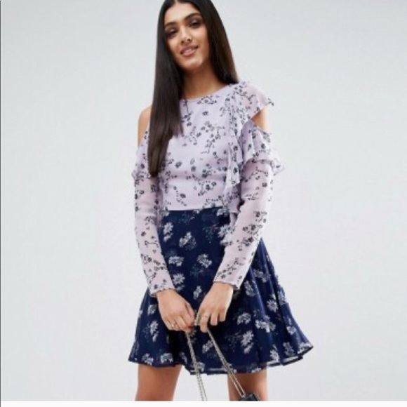 🦄 ASOS Mix Print Ruffle Mini Dress - Picture 3 of 4
